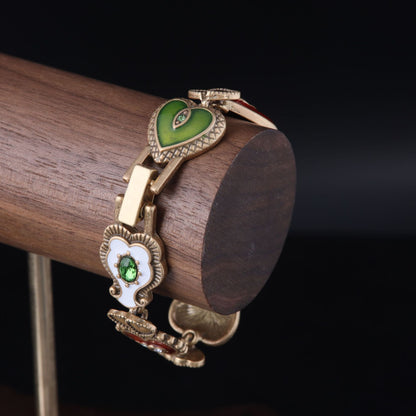 Vintage Enamel Heart Refined Handcrafted Bracelet Handcrafted Design