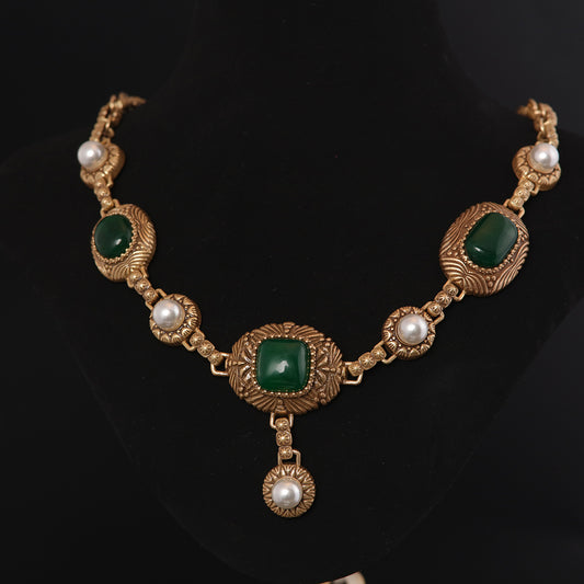 Vintage Natural Stone Chic Handcrafted Necklace Gift Jewelry
