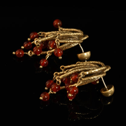 Vintage Agate Classic Luxury Earrings Handcrafted Design