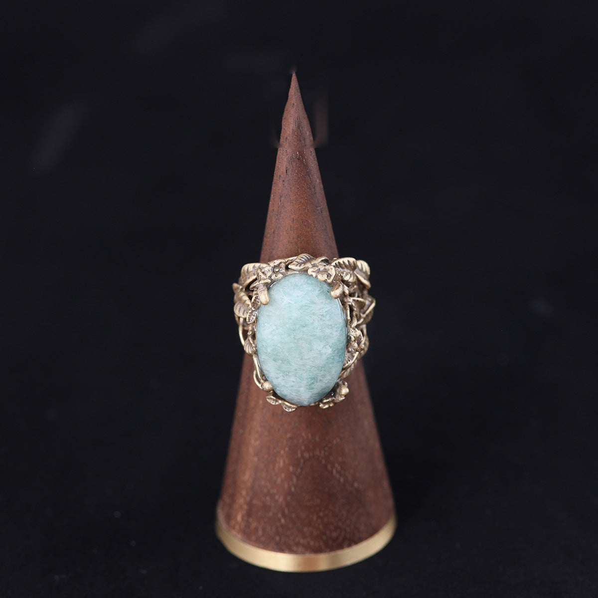 Vintage Natural Stone Geometric Timeless Open Ring Handcrafted Design