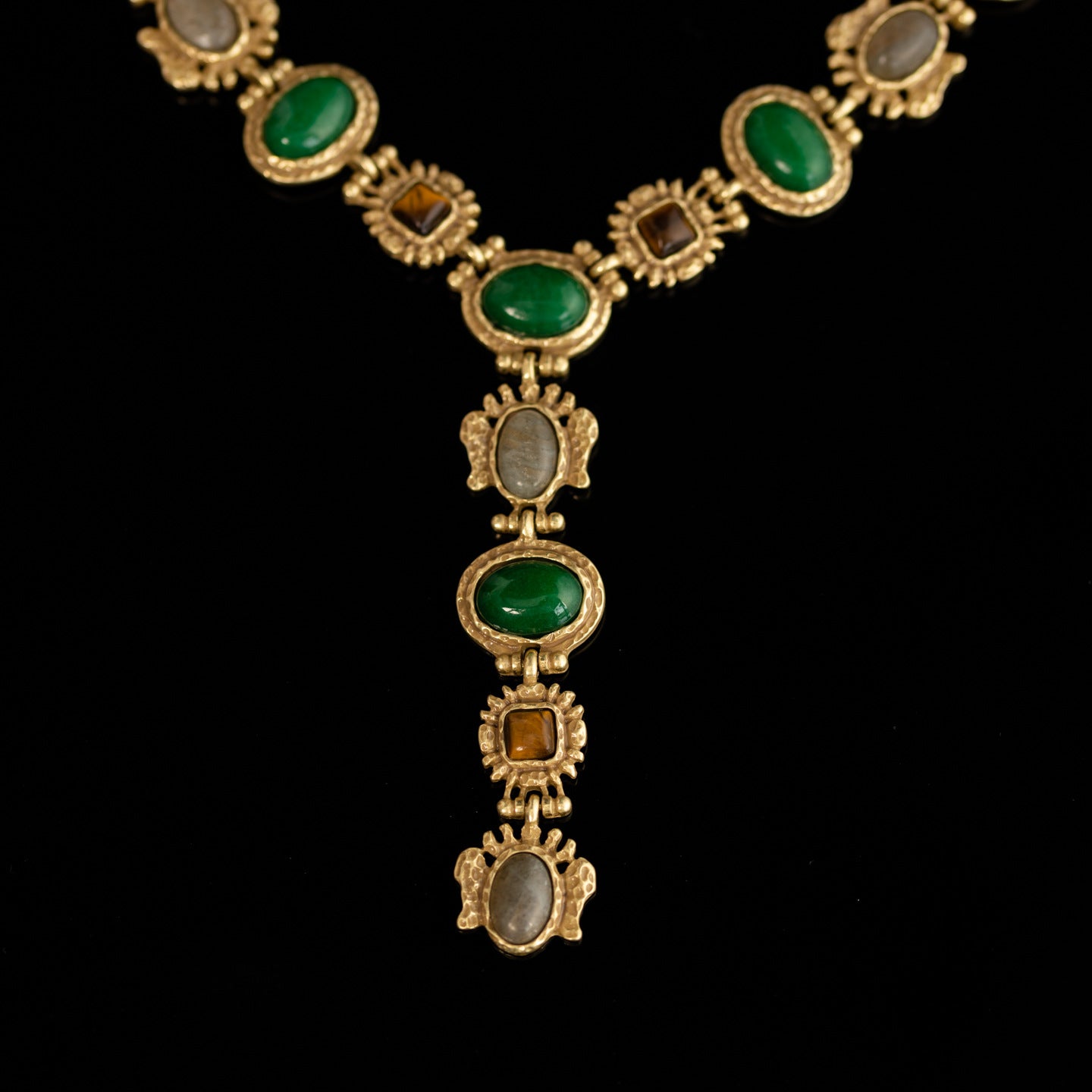 Vintage Natural Stone Geometric Timeless Stone Inlay Necklace for Women