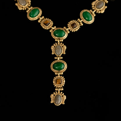 Vintage Natural Stone Geometric Timeless Stone Inlay Necklace for Women