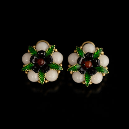 Vintage Enamel Petal Classic Handcrafted Earrings Handcrafted Design