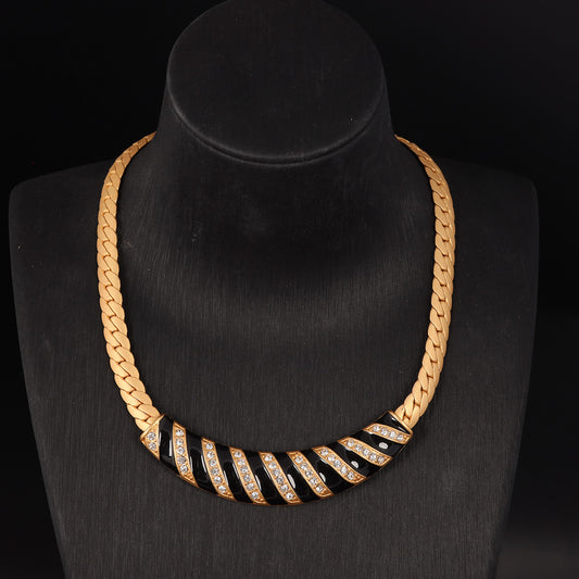 Vintage Cubic Zirconia Timeless Stone Inlay Necklace for Ladies