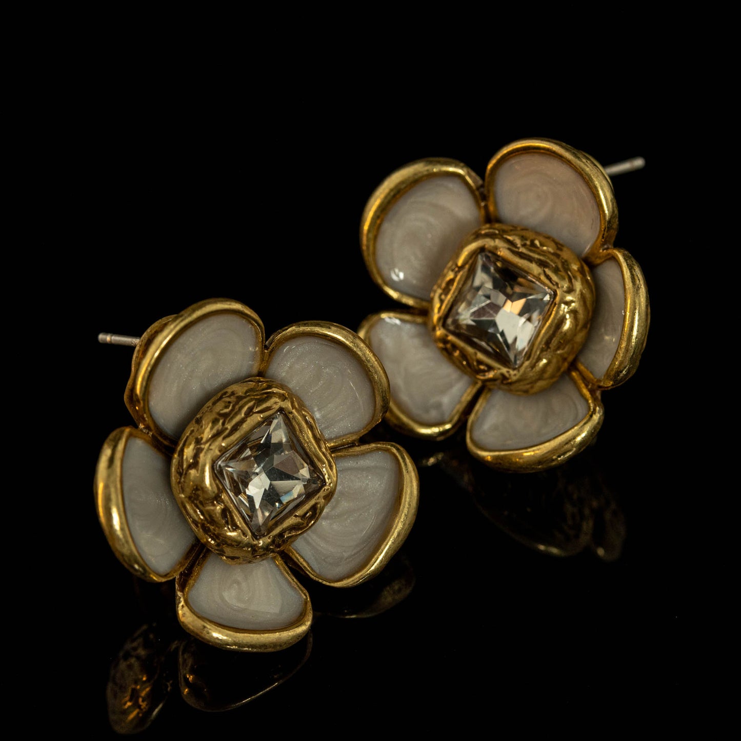 Vintage Enamel Heart Timeless Handcrafted Earrings Timeless Style