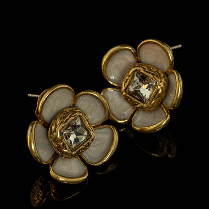 Vintage Enamel Heart Timeless Handcrafted Earrings Timeless Style