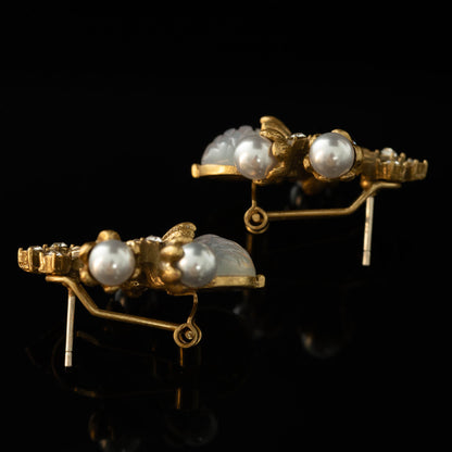 Vintage Pearl Floral Timeless Earrings Gift Jewelry