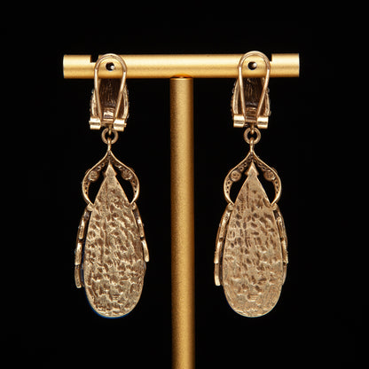 Vintage Natural Stone Statement Earrings Handcrafted Design