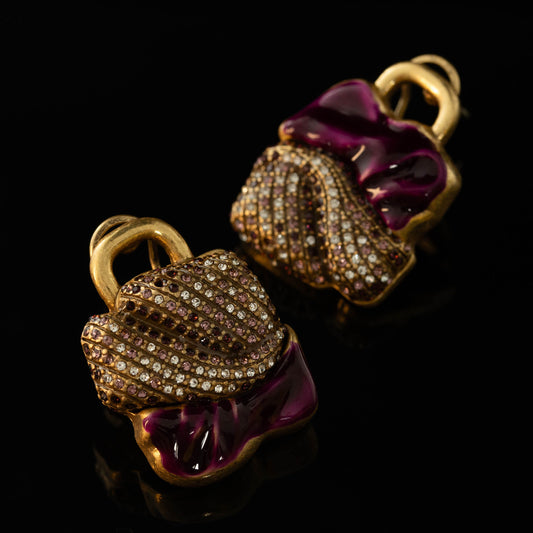 Vintage Enamel Star Statement Earrings for Ladies