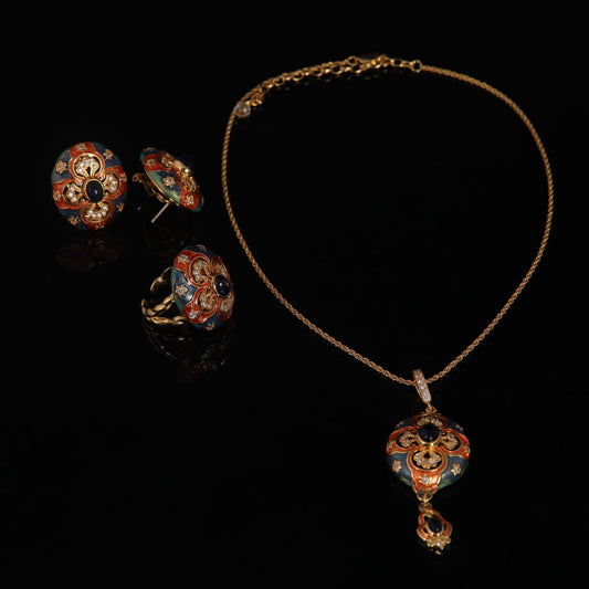 Vintage Luxury Enamel Geometric Jewelry Set Designer