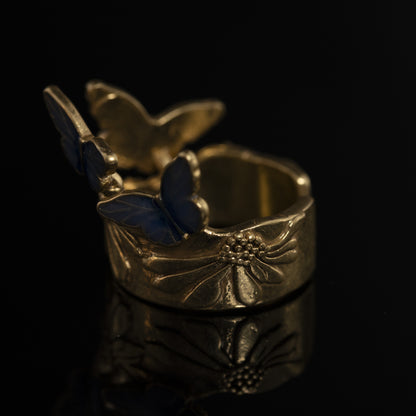 Vintage Enamel Geometric Chic Open Ring