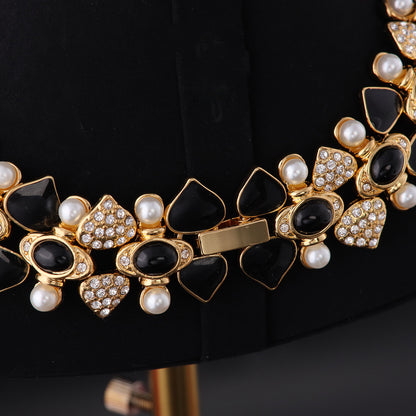 Vintage Cubic Zirconia Geometric Statement Handcrafted Necklace Gift Jewelry