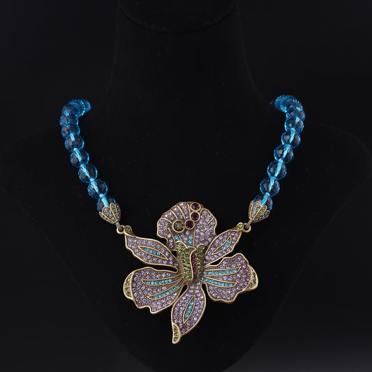 Vintage Cubic Zirconia Floral Statement Necklace Timeless Style