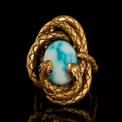 Vintage Natural Stone Geometric Luxury Handcrafted Open Ring