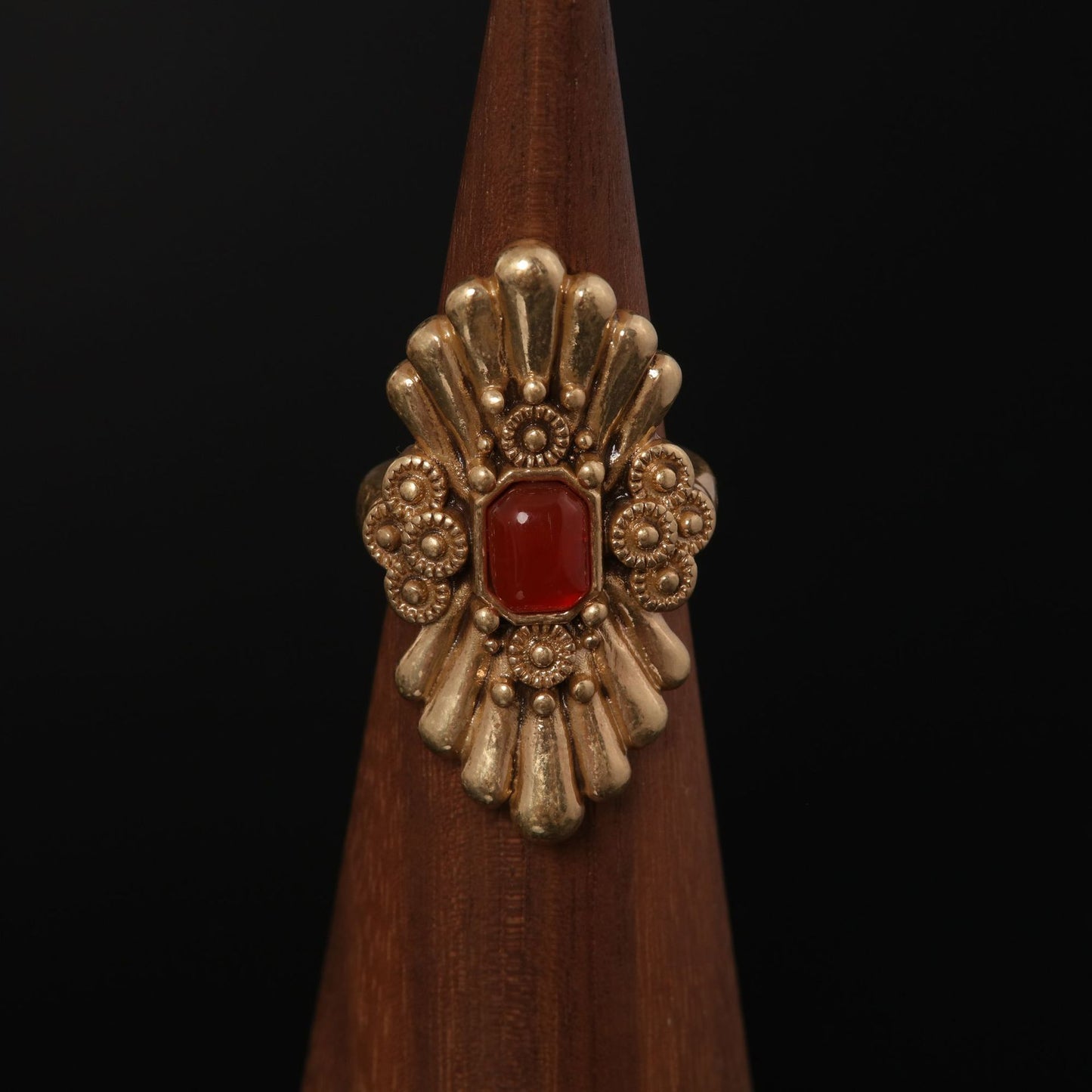 Vintage Agate Geometric Classic Open Ring