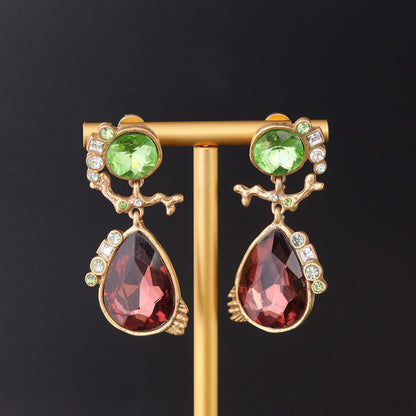 Vintage Crystal Heart Elegant Handcrafted Earrings Gift Jewelry