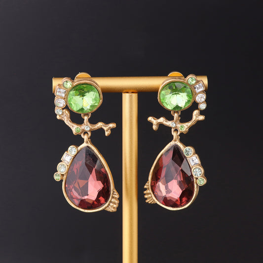 Vintage Crystal Heart Elegant Handcrafted Earrings Gift Jewelry