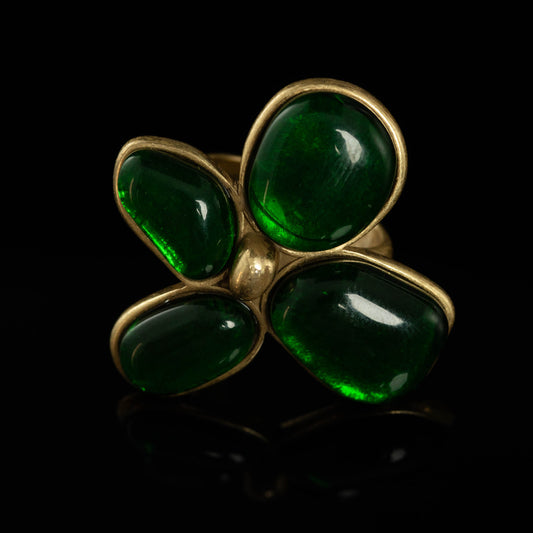 Vintage Natural Stone Geometric Classic Open Ring