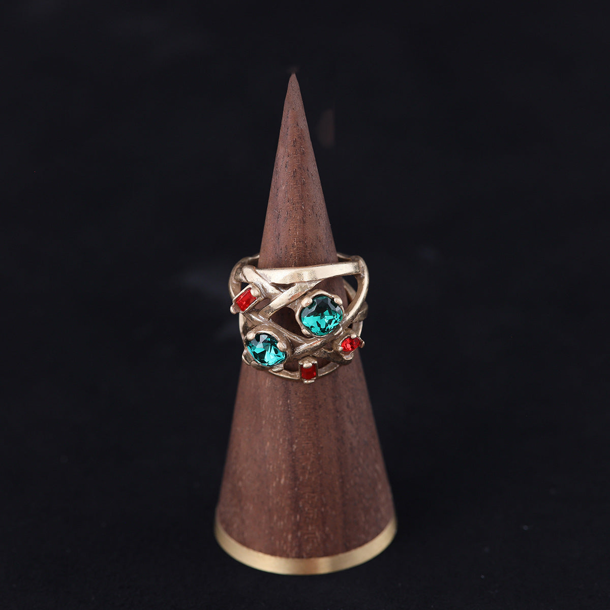 Vintage Geometric Statement Stone Inlay Open Ring Timeless Style