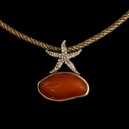 Vintage Natural Stone Star Luxury Stone Inlay Necklace Handcrafted Design