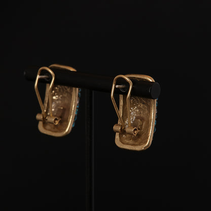 Vintage Artisan Stone Inlay Earrings for Ladies
