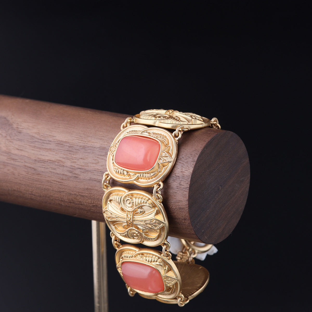 Vintage Agate Geometric Statement Bracelet Handcrafted Design