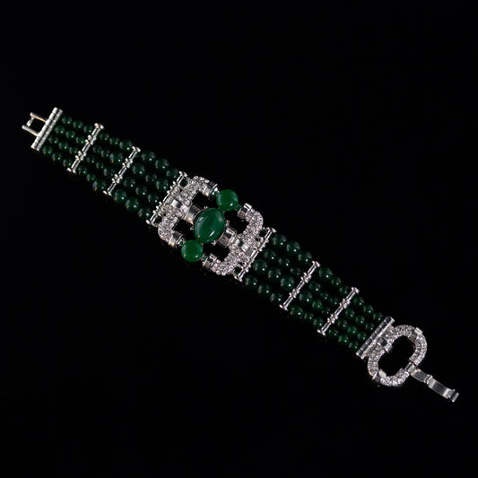 Vintage Agate Art Deco Statement Bracelet for Men
