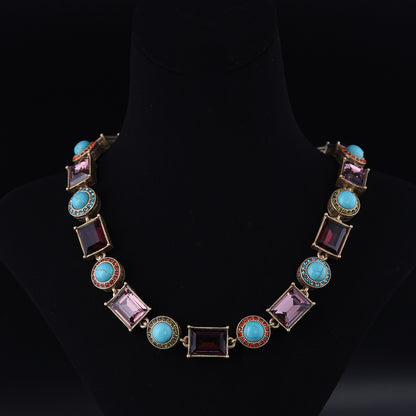 Vintage Cubic Zirconia Geometric Elegant Polished Necklace for Women