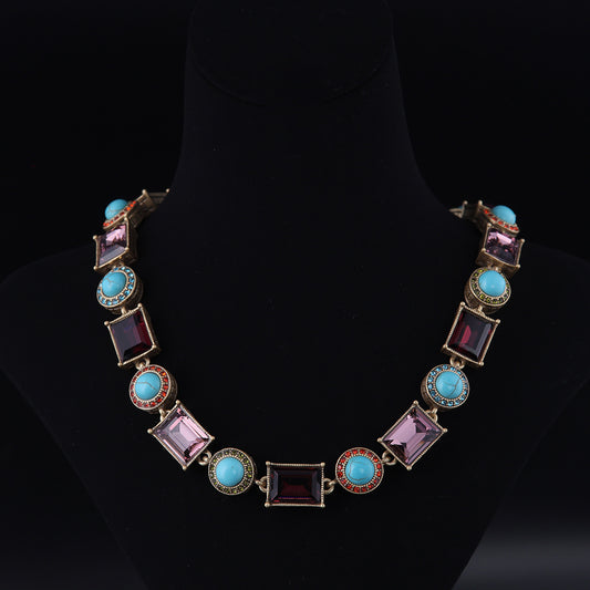 Vintage Cubic Zirconia Geometric Elegant Polished Necklace for Women