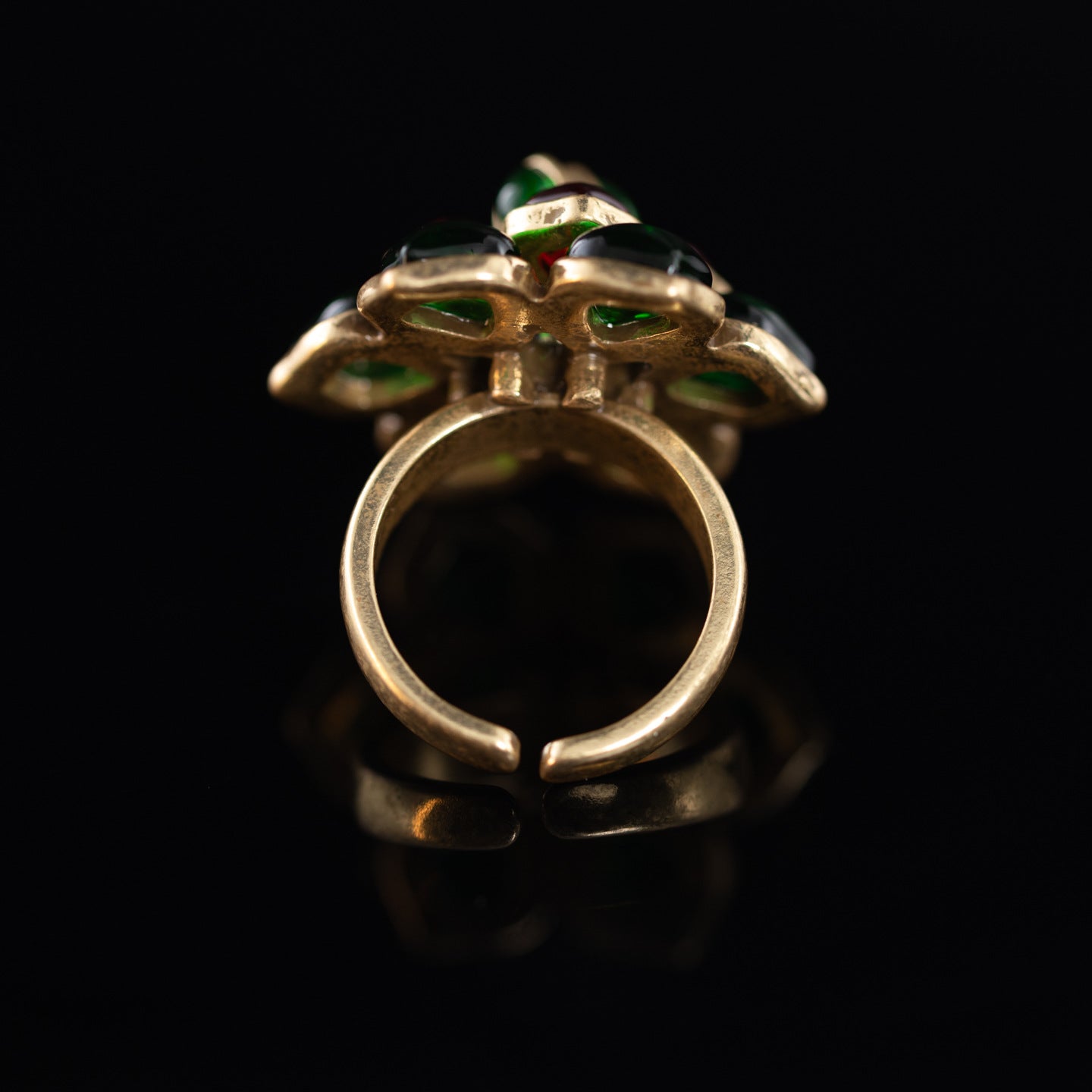 Vintage Natural Stone Floral Elegant Open Ring Gift Jewelry