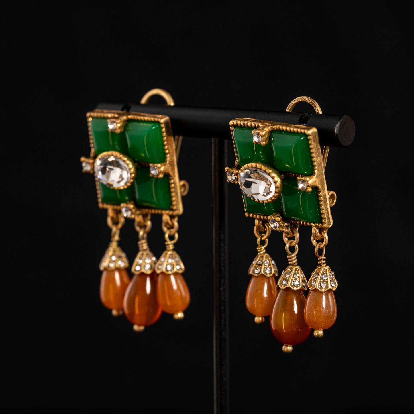 Vintage Star Classic Stone Inlay Earrings for Ladies