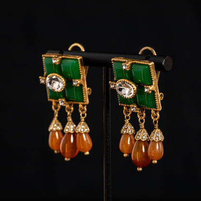 Vintage Star Classic Stone Inlay Earrings for Ladies
