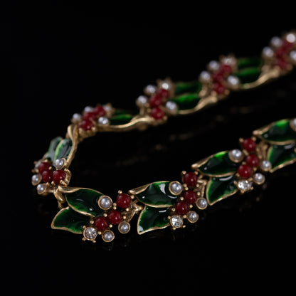 Vintage Enamel Elegant Refined Necklace Handcrafted Design
