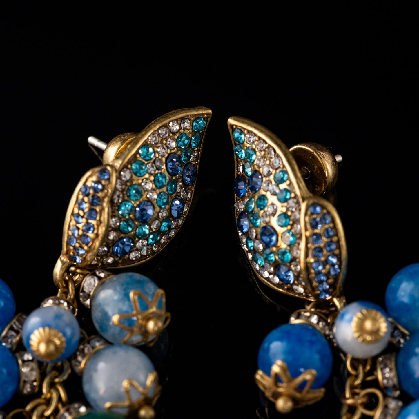 Vintage Agate Leaf Statement Handcrafted Earrings Handcrafted Design