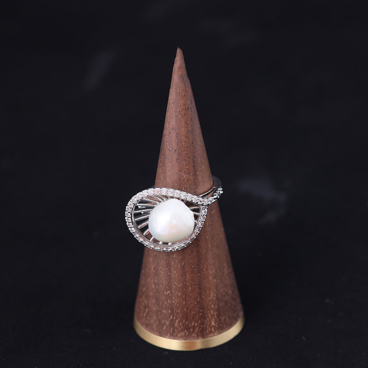 Vintage Pearl Geometric Luxury Handcrafted Open Ring