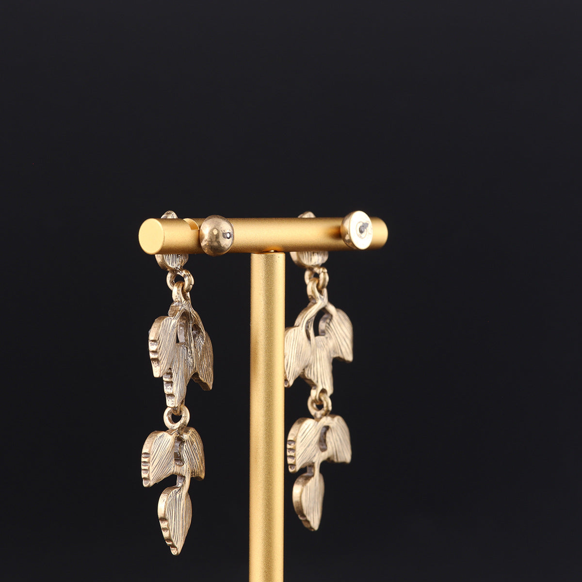 Vintage Cubic Zirconia Leaf Artisan Earrings Timeless Style