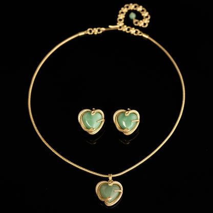 Vintage Royal Natural Stone Heart Jewelry Set