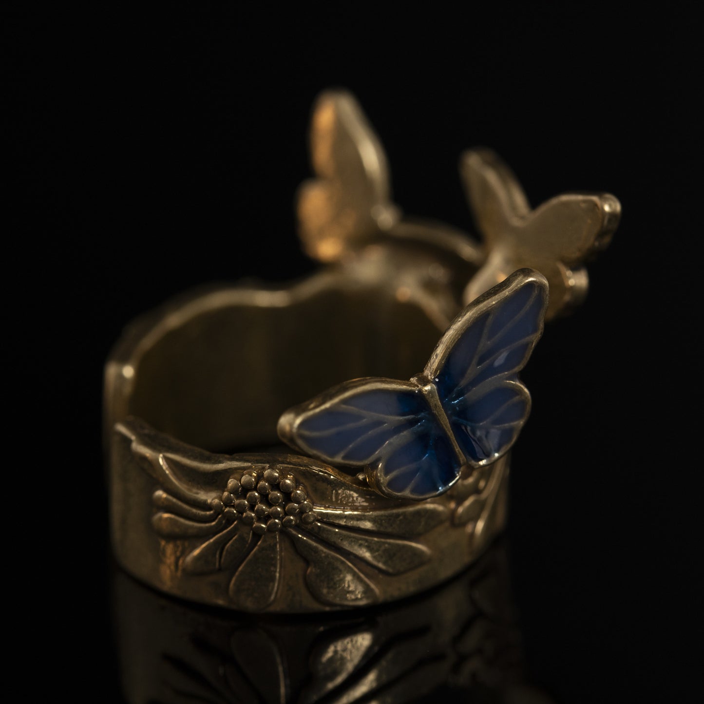 Vintage Enamel Geometric Chic Open Ring