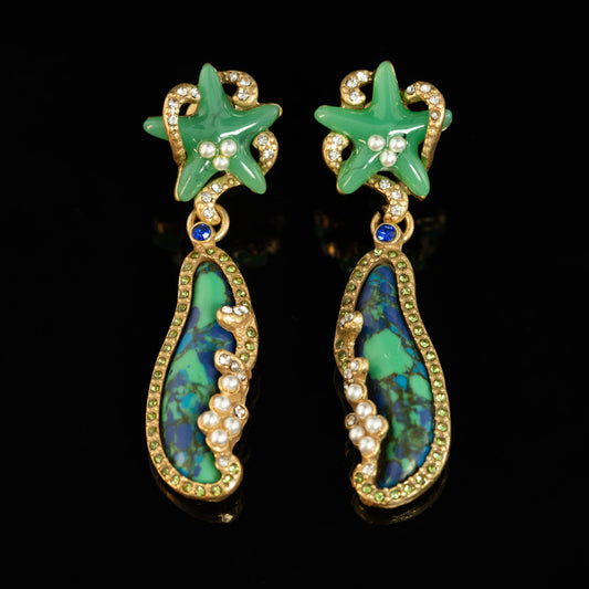 Vintage Natural Stone Star Luxury Earrings Gift Jewelry