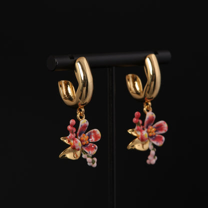 Vintage Enamel Floral Timeless Earrings Timeless Style