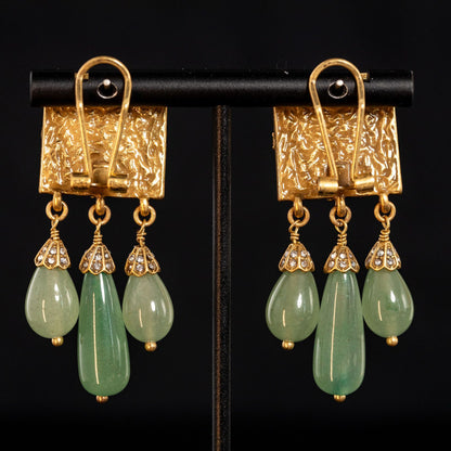 Vintage Natural Stone Heart Classic Earrings Timeless Style