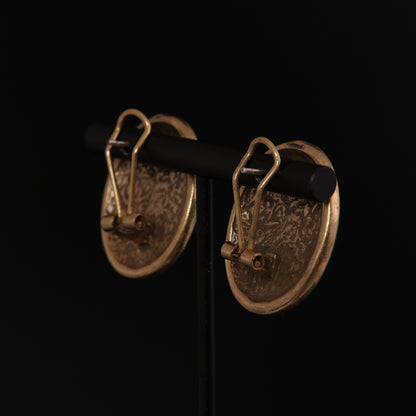 Vintage Enamel Artisan Stone Inlay Earrings for Ladies