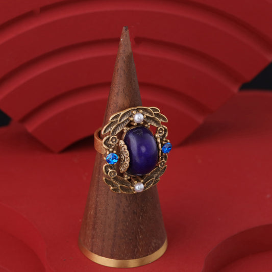 Vintage Geometric Luxury Polished Open Ring