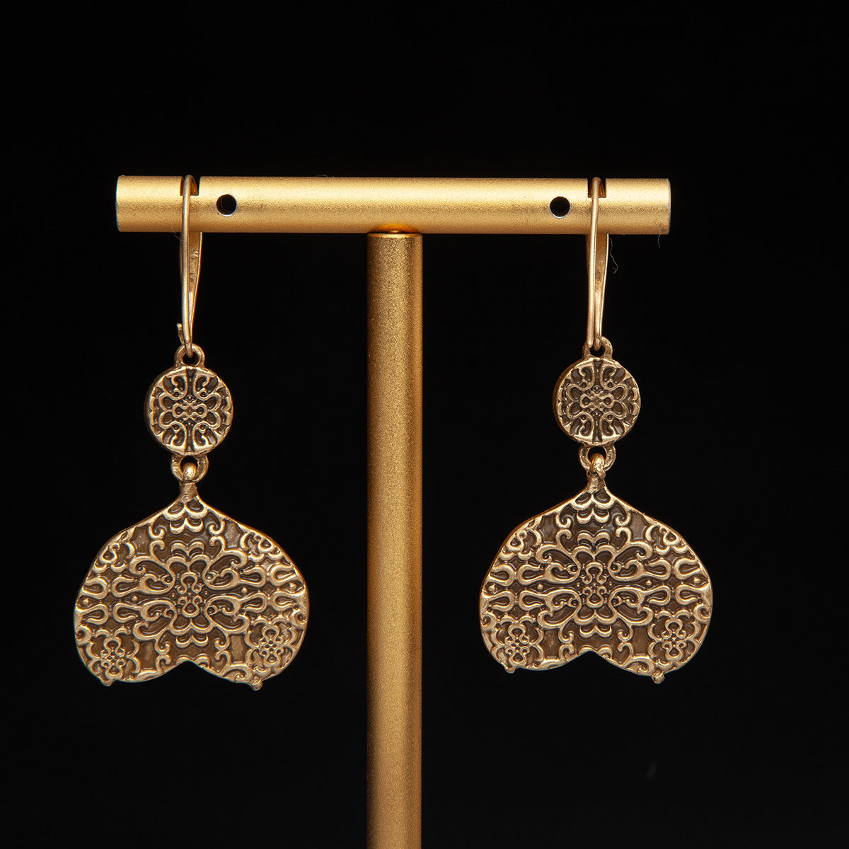 Vintage Agate Heart Refined Earrings for Ladies