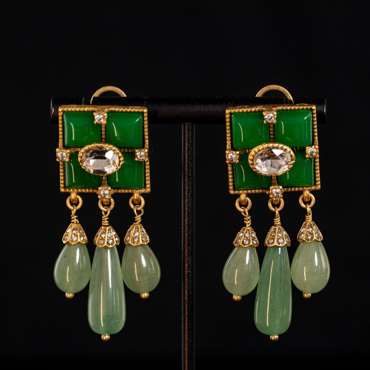 Vintage Natural Stone Heart Classic Earrings Timeless Style