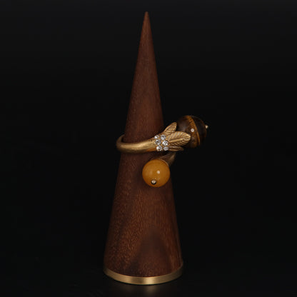 Vintage Agate Geometric Elegant Handcrafted Open Ring Timeless Style