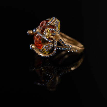 Vintage Natural Stone Geometric Elegant Handcrafted Open Ring Timeless Style