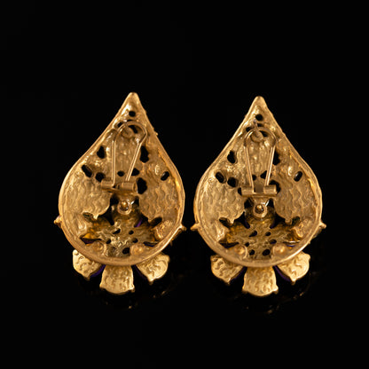 Vintage Natural Stone Floral Chic Earrings for Ladies