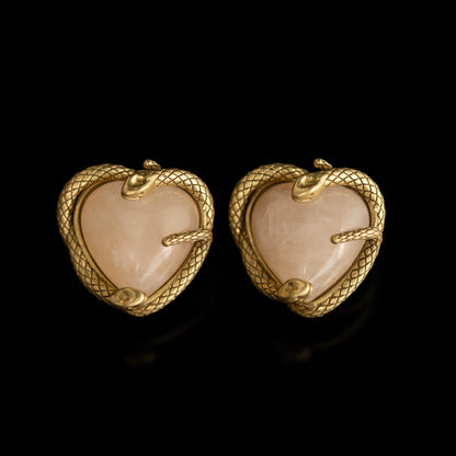 Vintage Natural Stone Heart Refined Handcrafted Earrings for Women