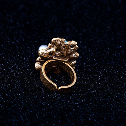Vintage Pearl Geometric Luxury Open Ring Gift Jewelry